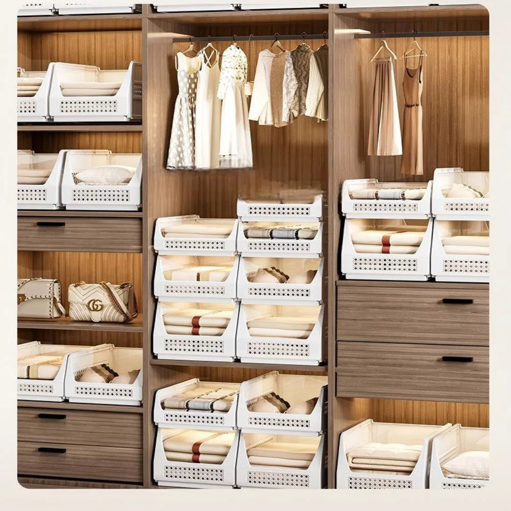 Ventilated Foldable Stackable Closet Storage Baskets