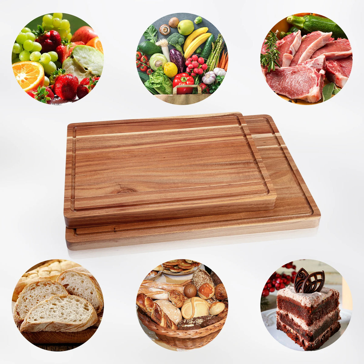 TWISTER.CK Acacia Wood Cutting Board Chopping Block With Handles