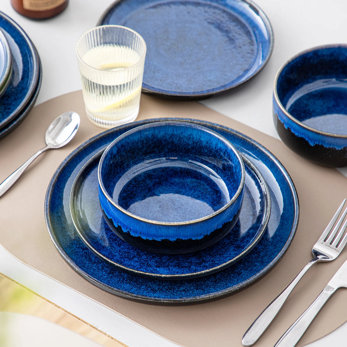 Malacasa Starry Reactive Glaze Ceramic Dinnerware Set