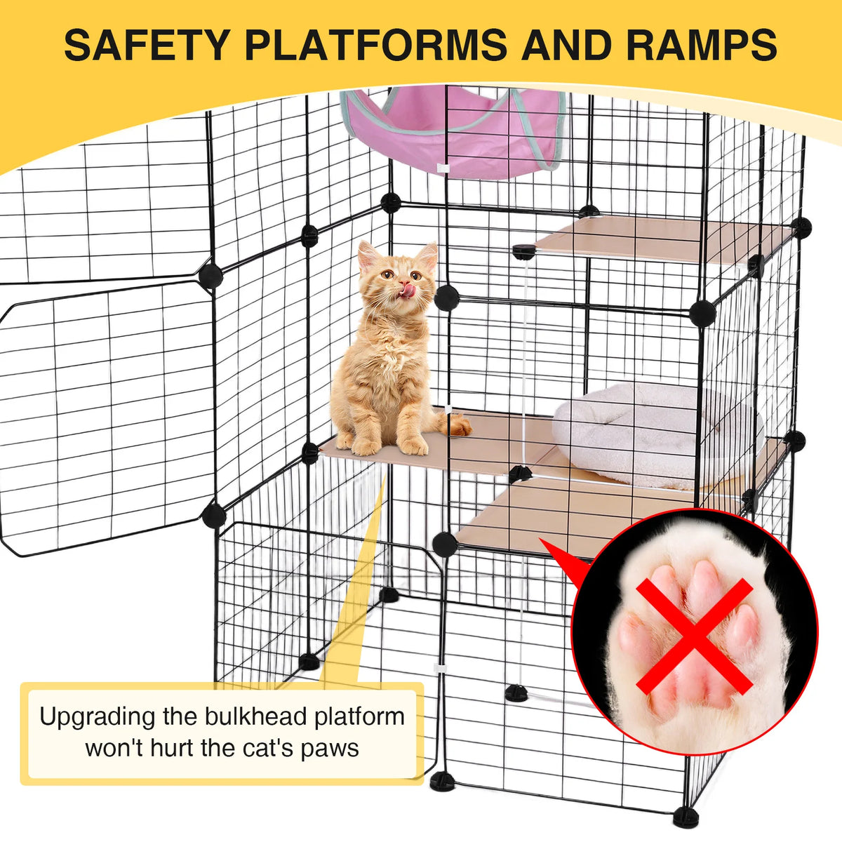 Atuotin 3 Tier Indoor Cat Enclosure With Hammock And Bed