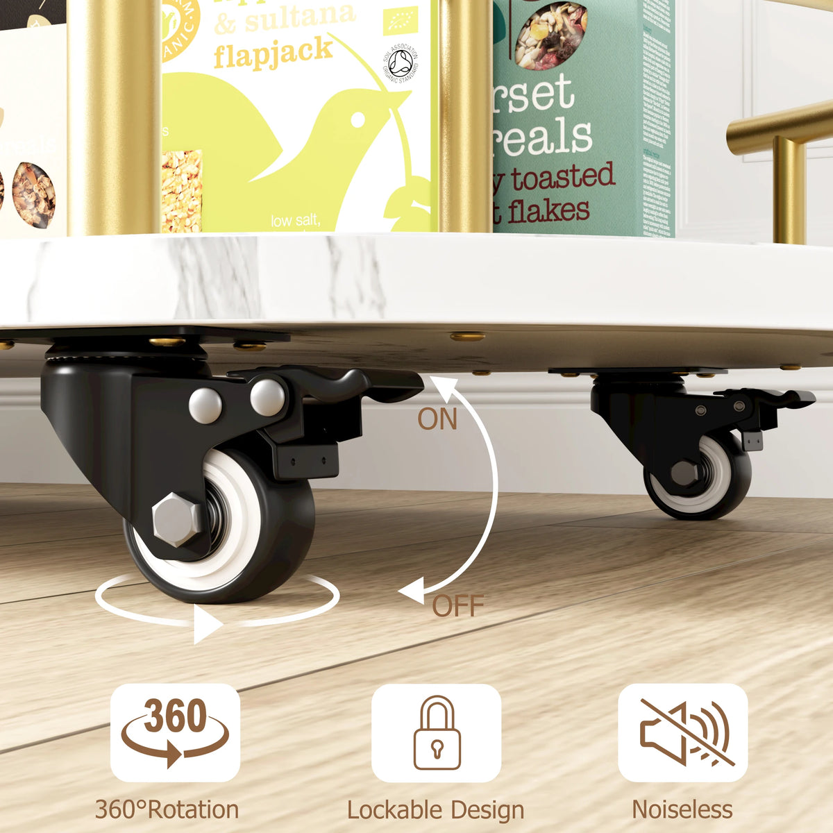 Twister.CK Mobile Bar Cart With Four-Tier Shelves And Wine Rack