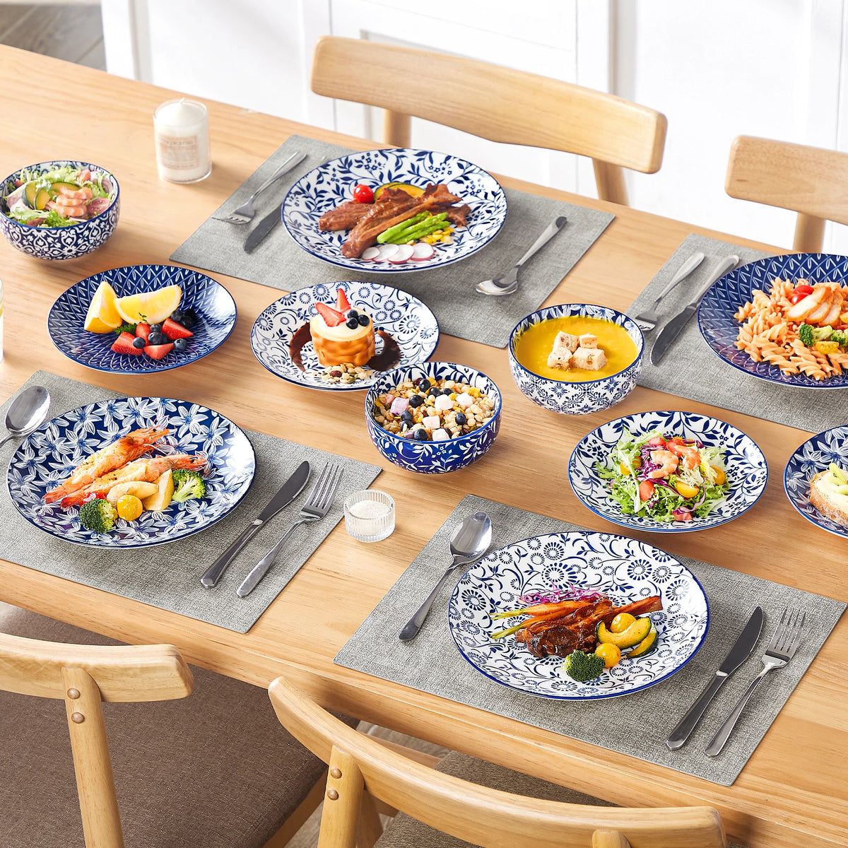 Malacasa Classic Floral Ceramic Dinner Plate Tableware Set