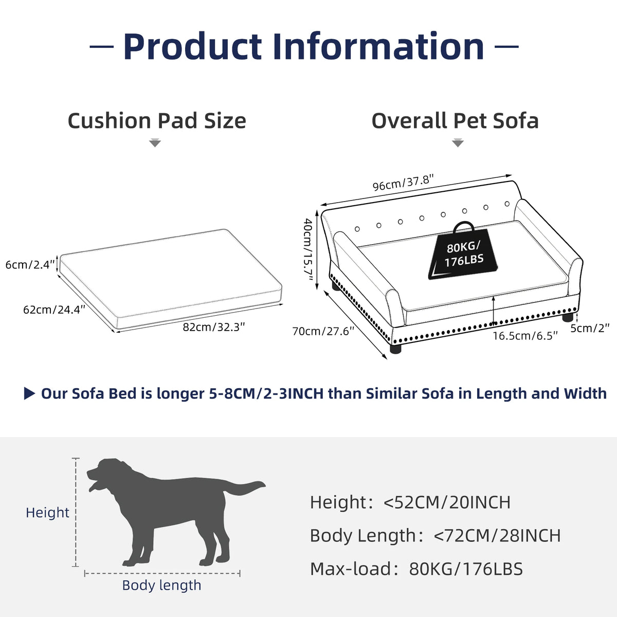 BINGOPAW Extra Large Dog Sofa Bed For Large Dogs Elevated