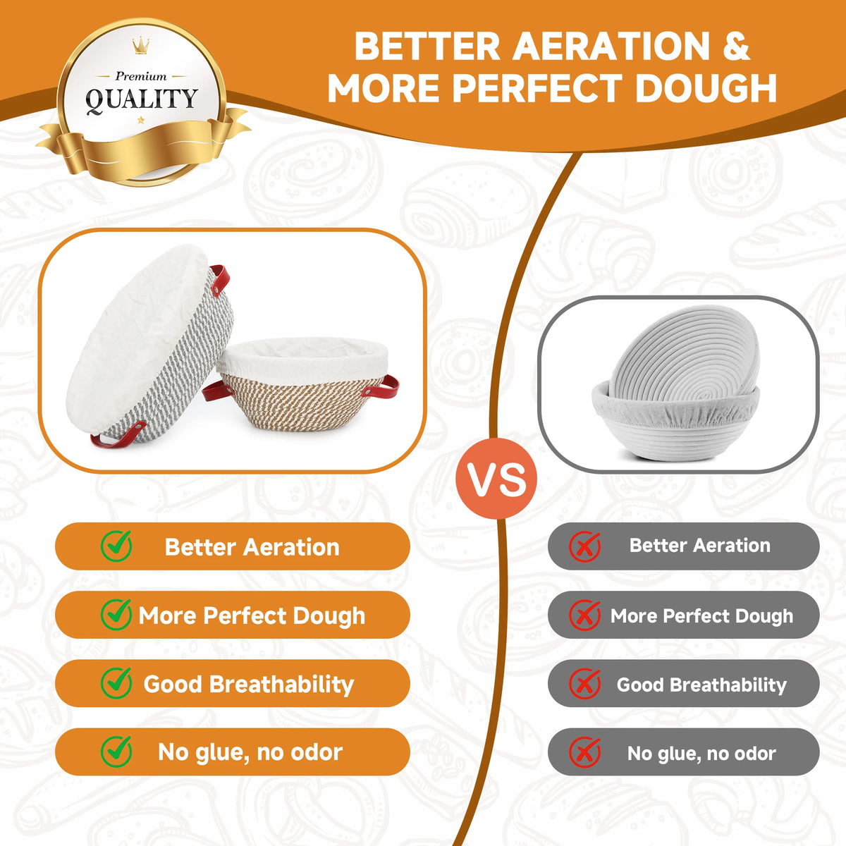 Bread Banneton Proofing Basket Set With Lame And Whisk