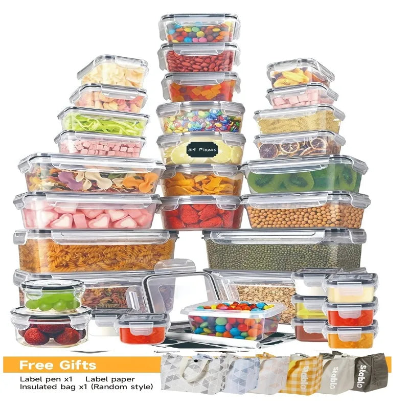 BPA Free Food Storage Set With 24 Airtight Containers And Lids With Labels