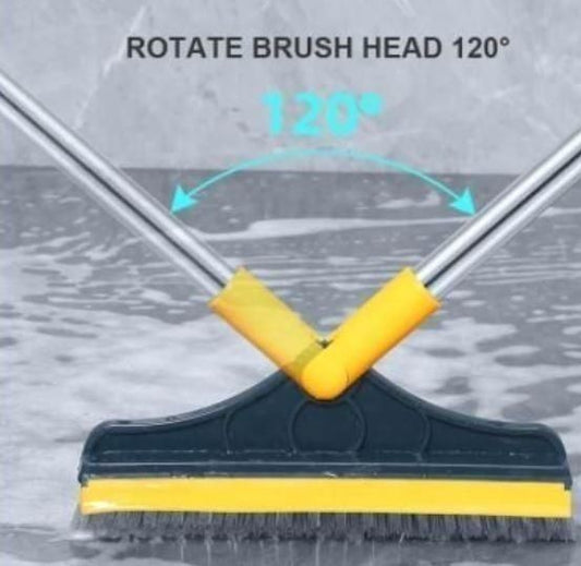 2-in-1 Long Handle Floor Brush with Wiper
