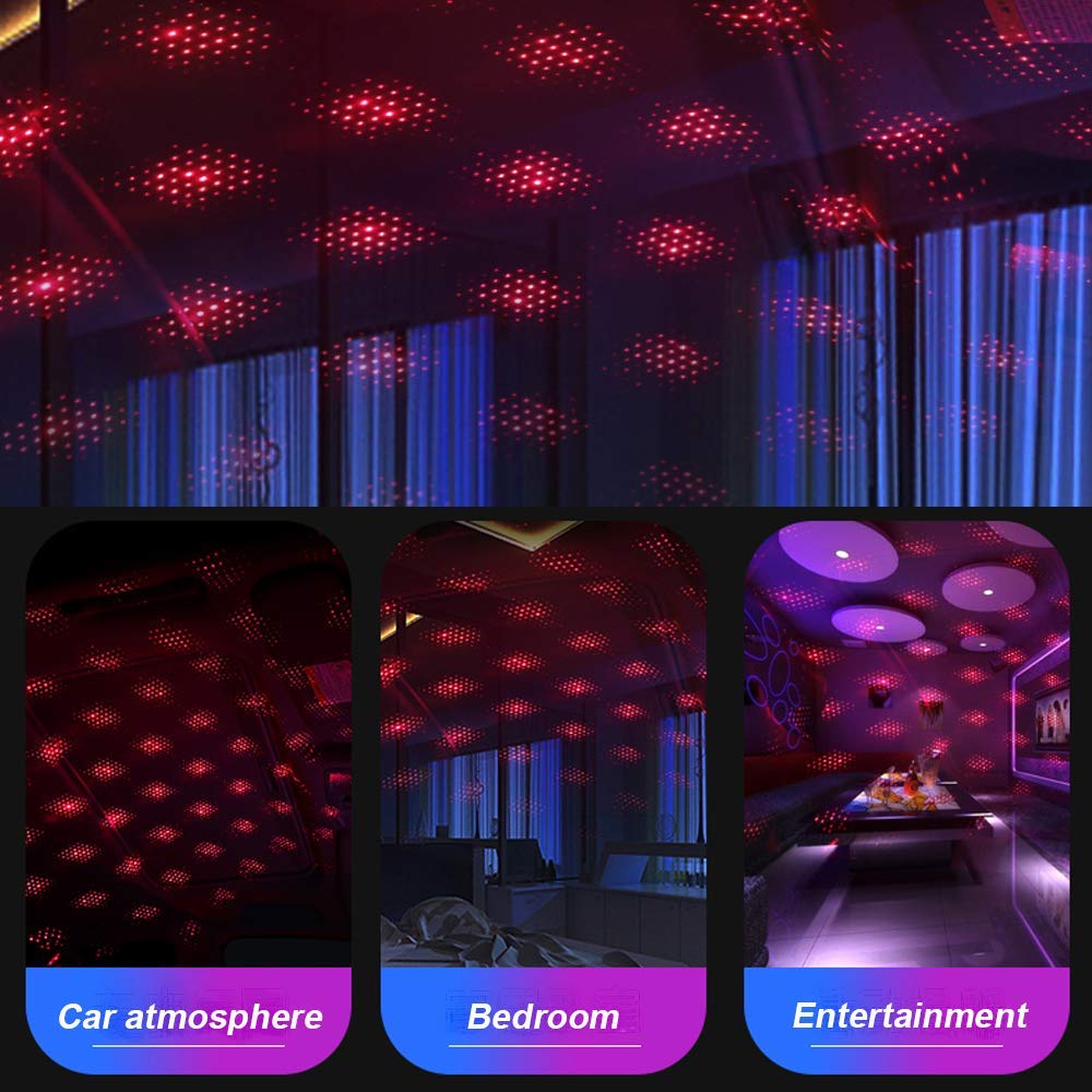 Star Lamp USB Car Ceiling Light (Red)