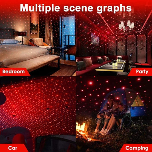 Star Lamp USB Car Ceiling Light (Red)