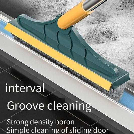 2-in-1 Long Handle Floor Brush with Wiper