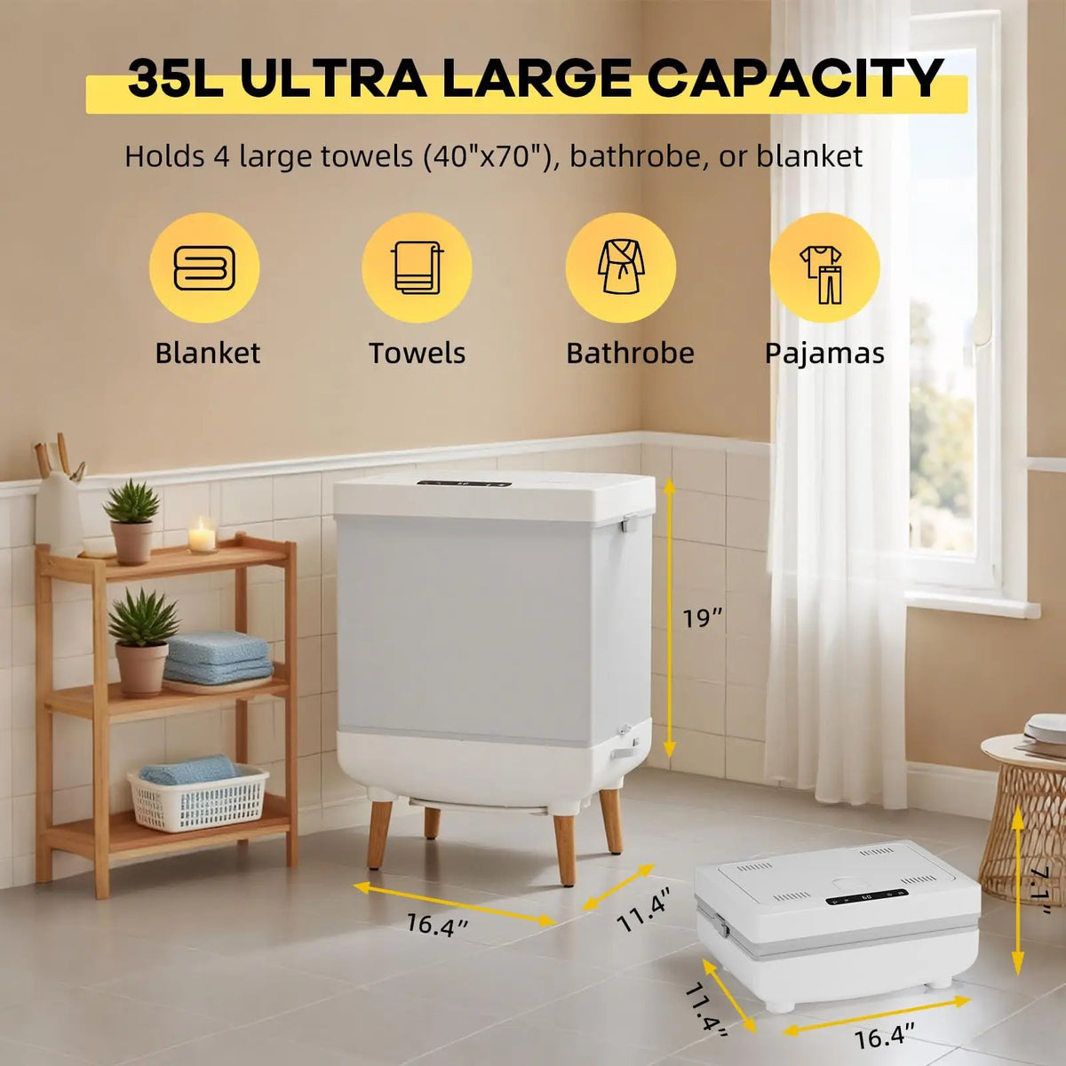 Festisoul Heated Towel Warmer Bucket With Auto Shut Off
