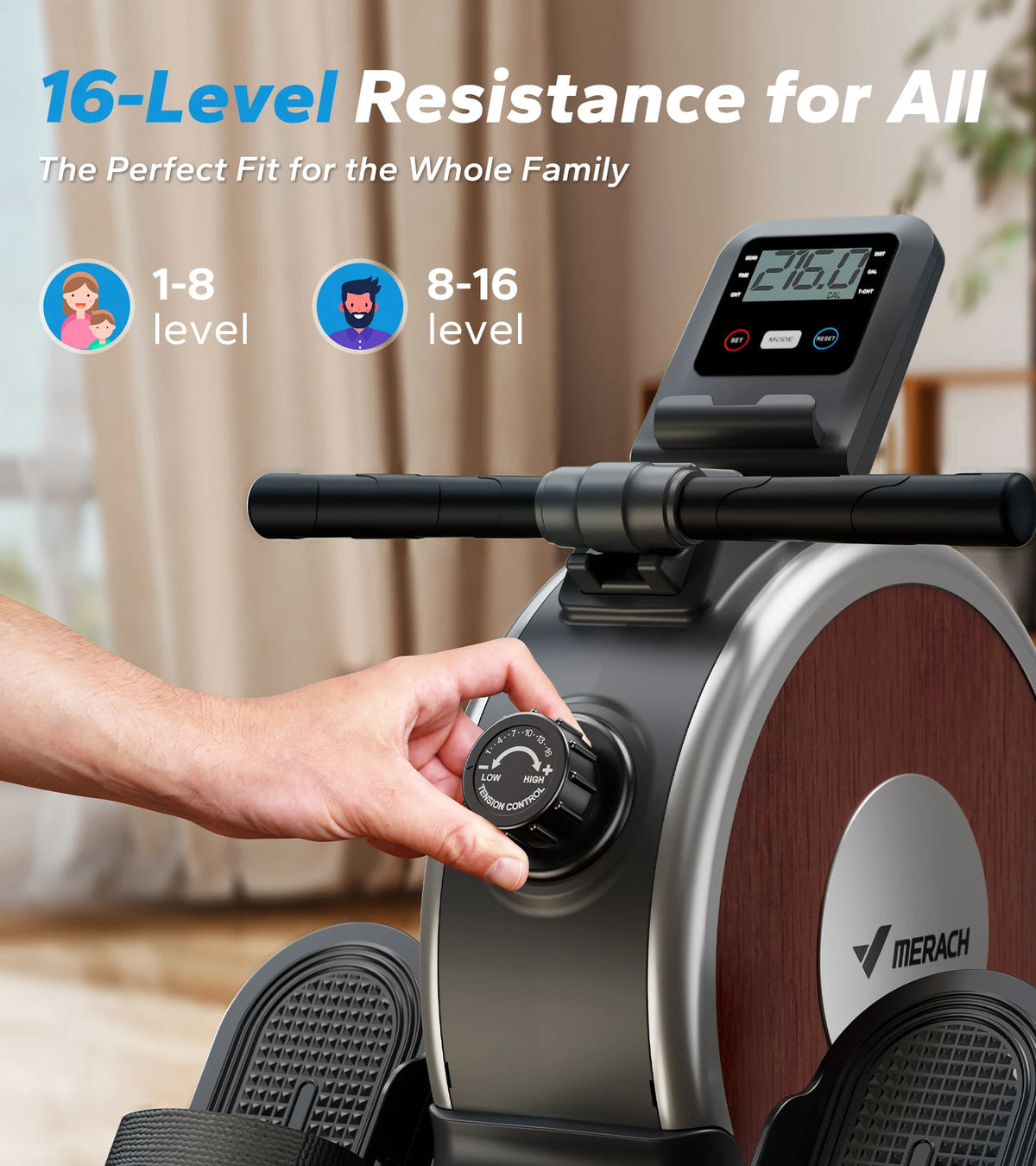 Merach Magnetic Rowing Machine For Home With Bluetooth Console