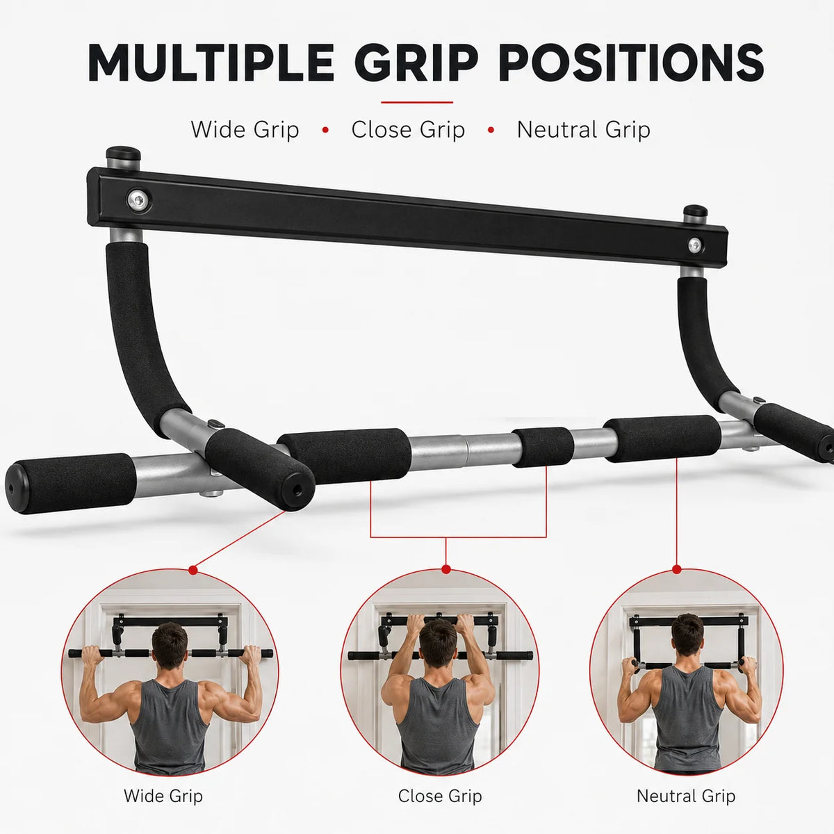 Heavy Duty Steel Doorway Pull Up Bar With Sponge Handles