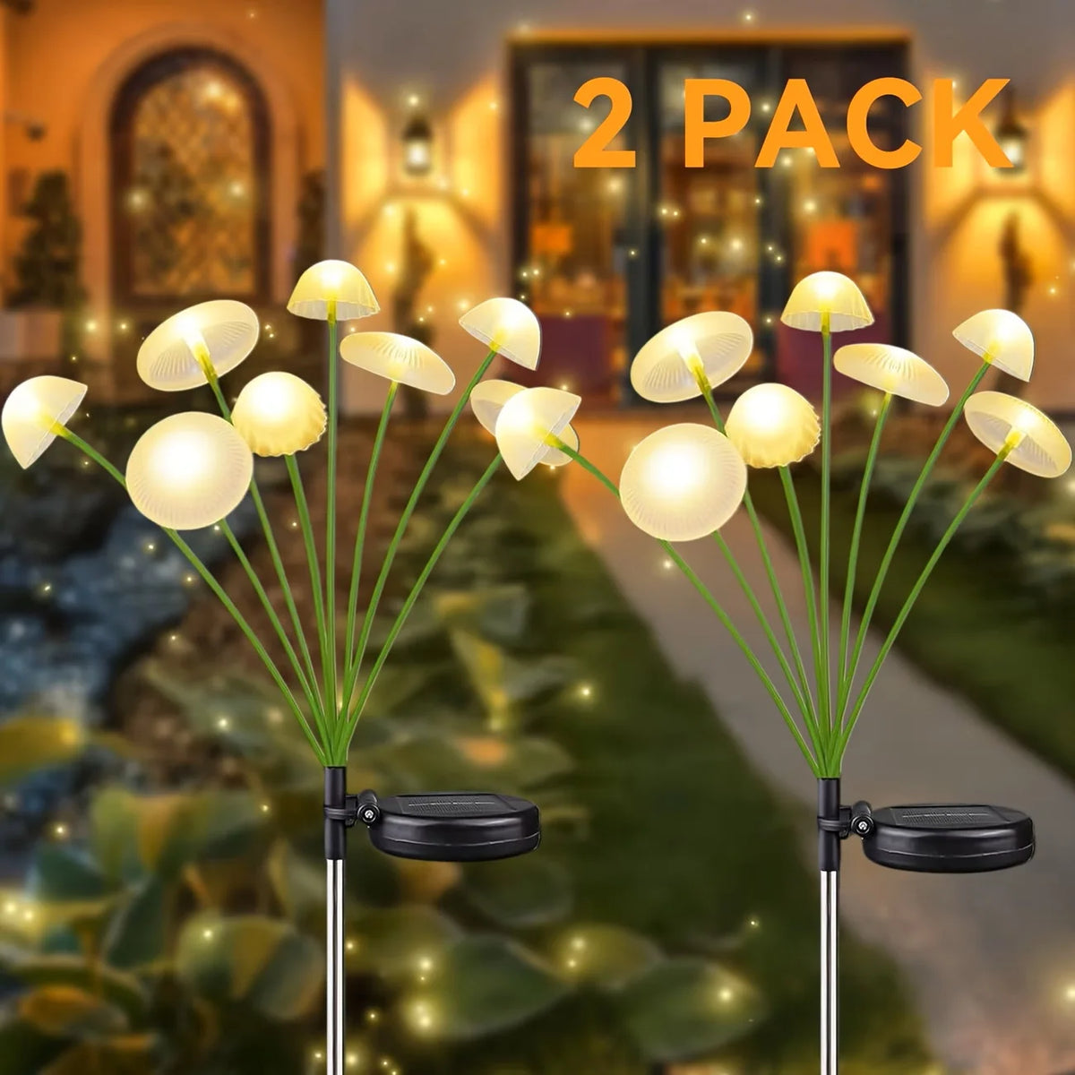 Solar Garden Lights Dual Mode LED Jellyfish Mushroom Pathway Decor