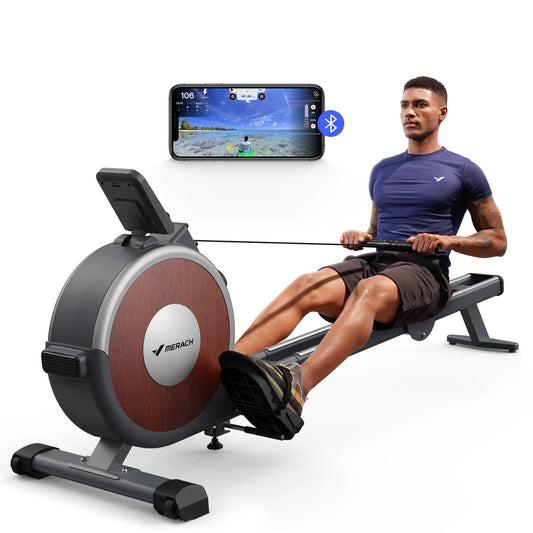 Merach Magnetic Rowing Machine For Home With Bluetooth Console