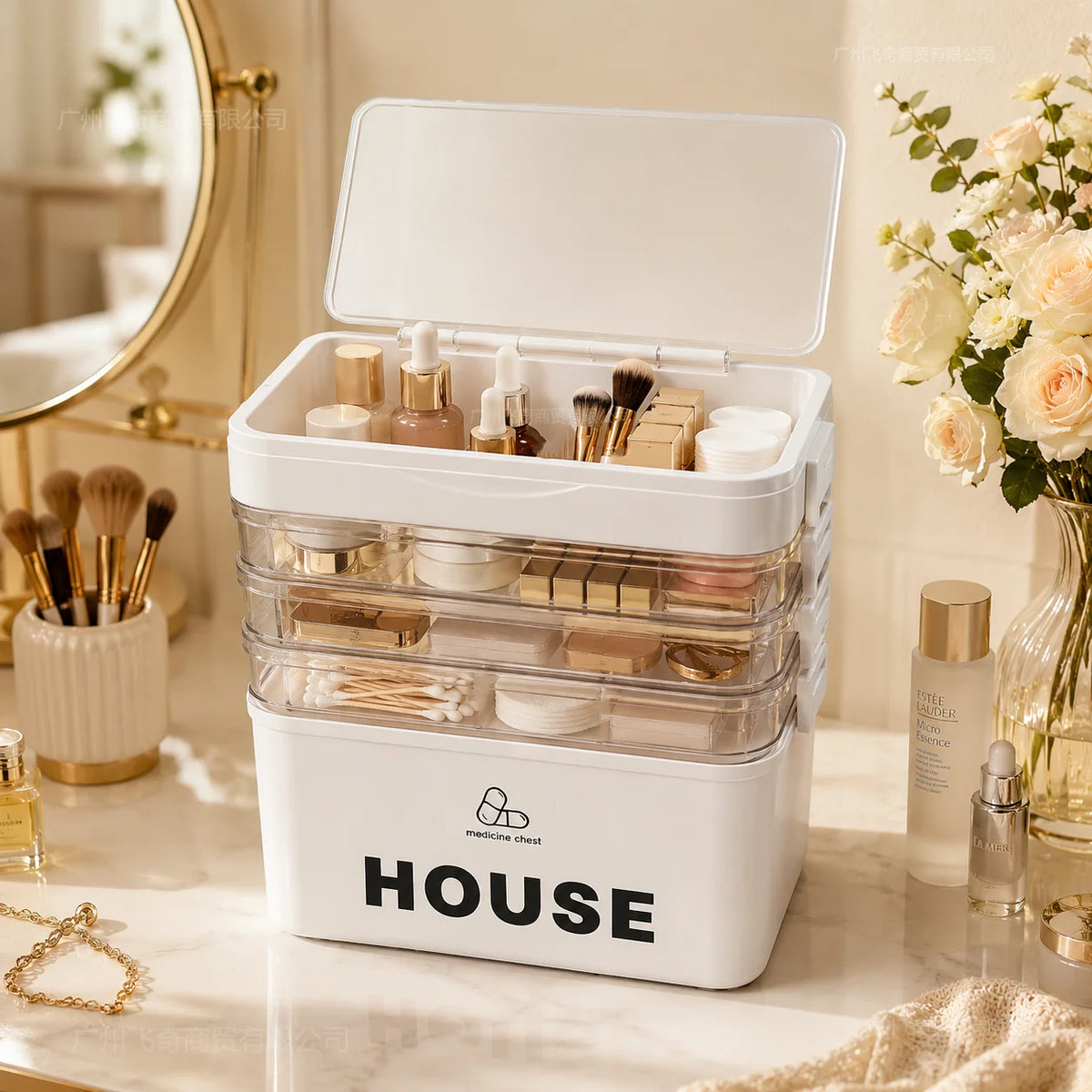 Multi Tier Stackable Storage Box With Lid For Home Organization