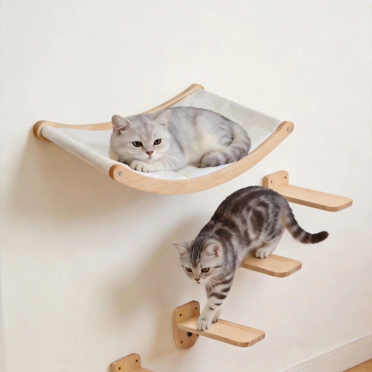 CWV Wall Mounted Cat Hammock Set Climbing Shelves Sisal Scratching