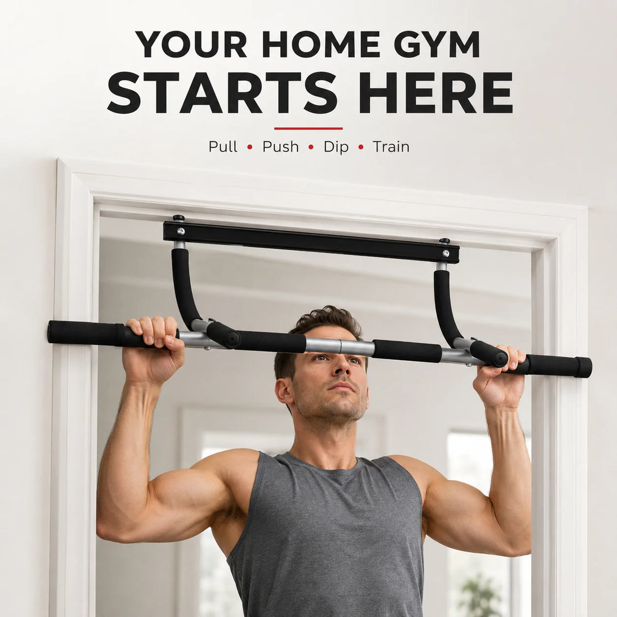 Heavy Duty Steel Doorway Pull Up Bar With Sponge Handles
