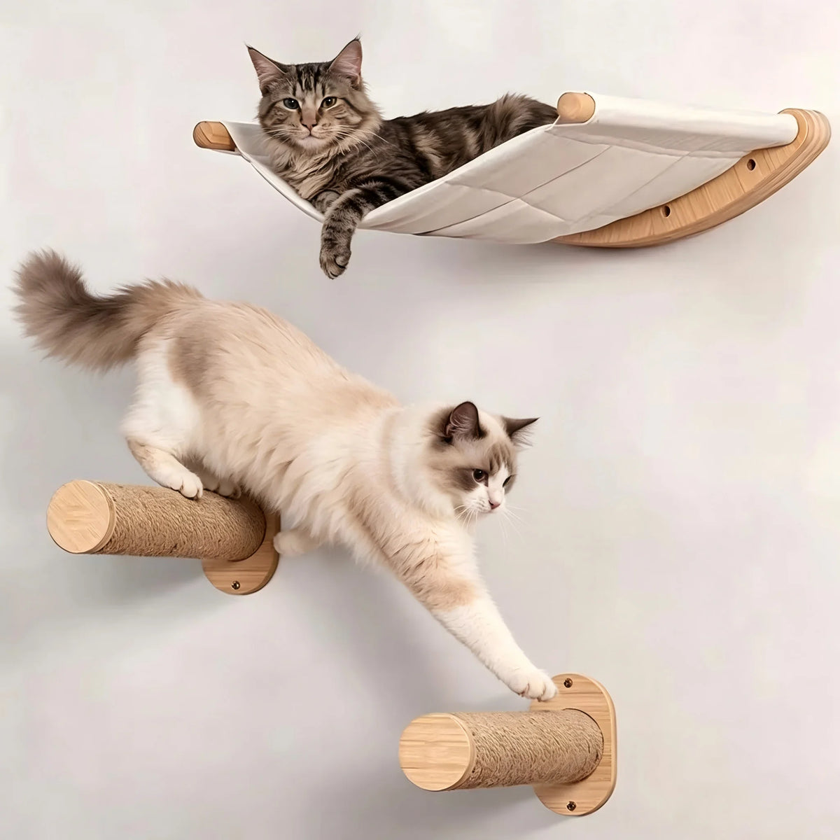 CWV Wall Mounted Cat Hammock Set Climbing Shelves Sisal Scratching