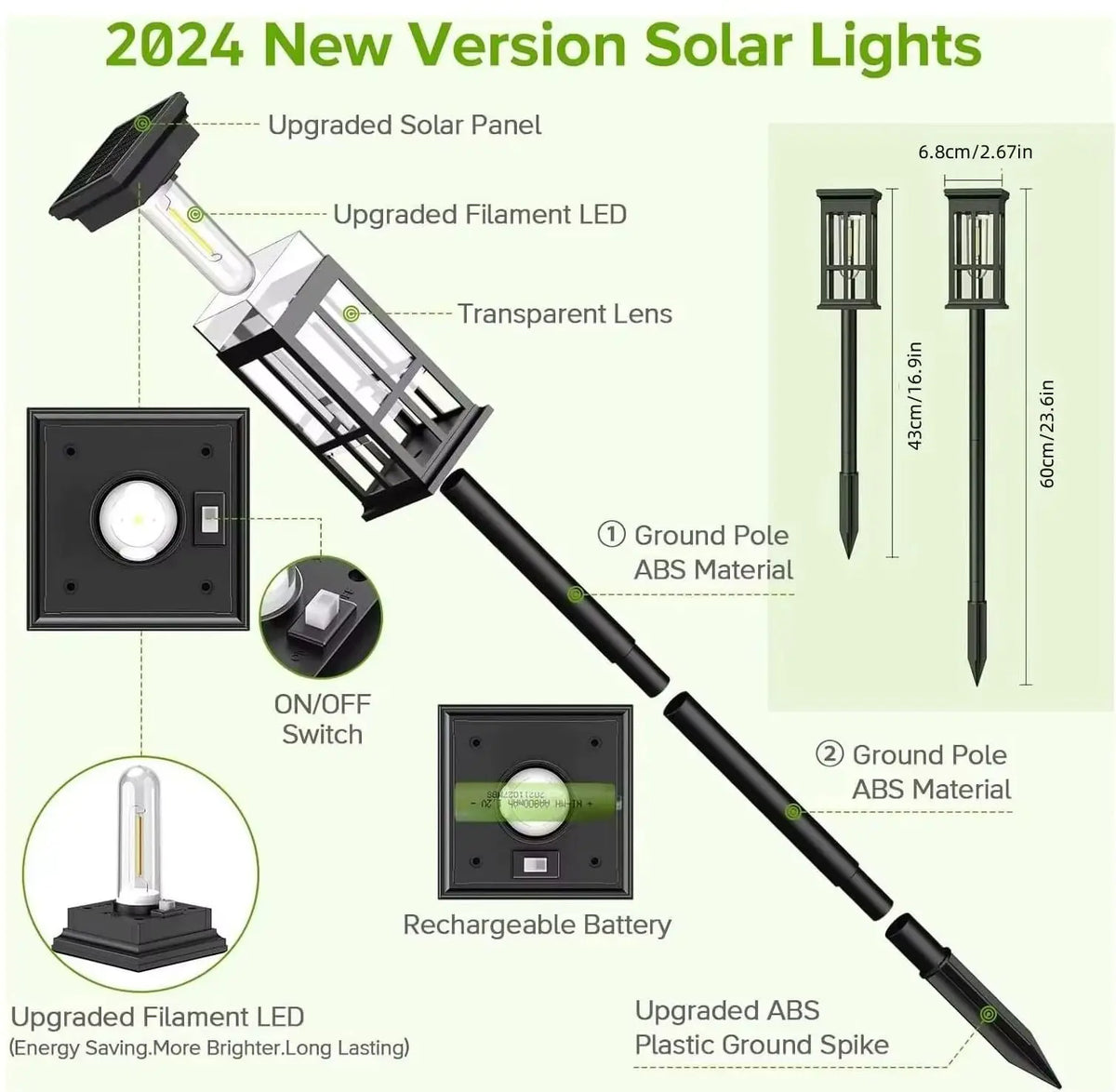 Solar Led Path Light Waterproof Garden Outdoor Landscape Decor