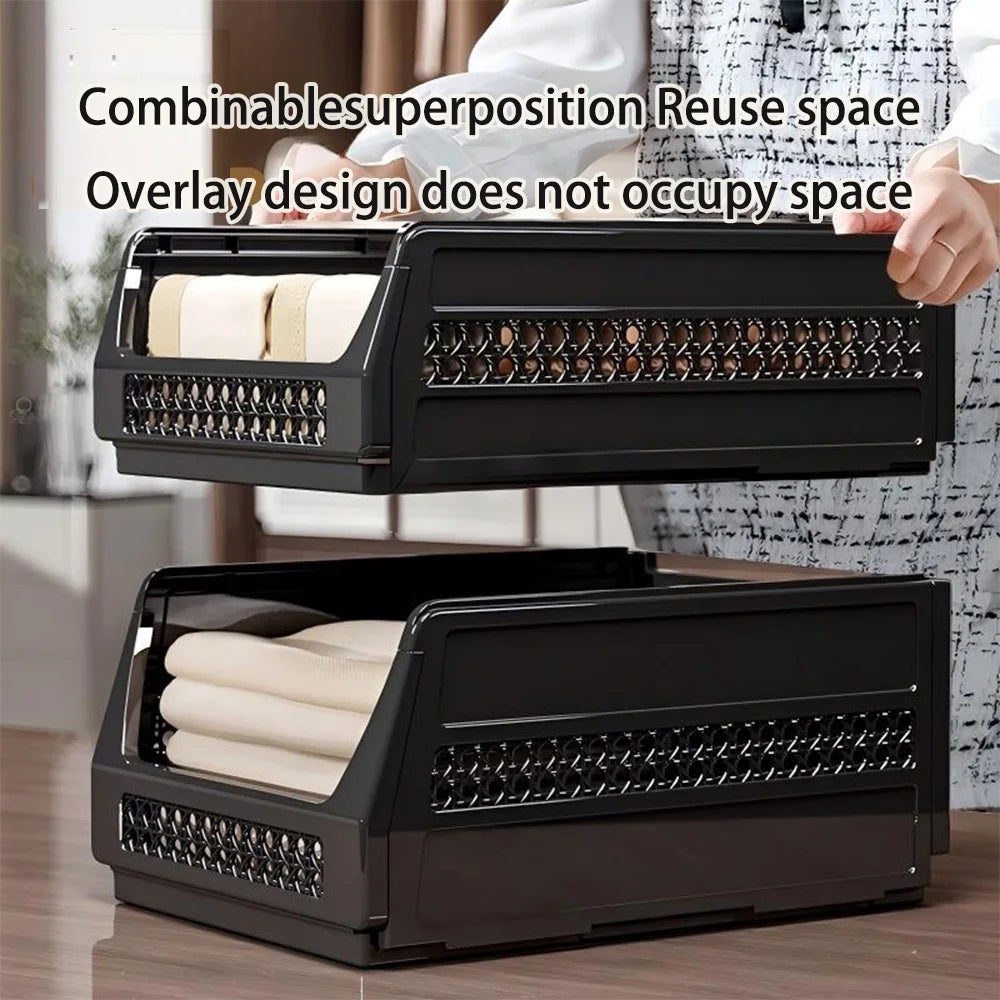 Ventilated Foldable Stackable Closet Storage Baskets