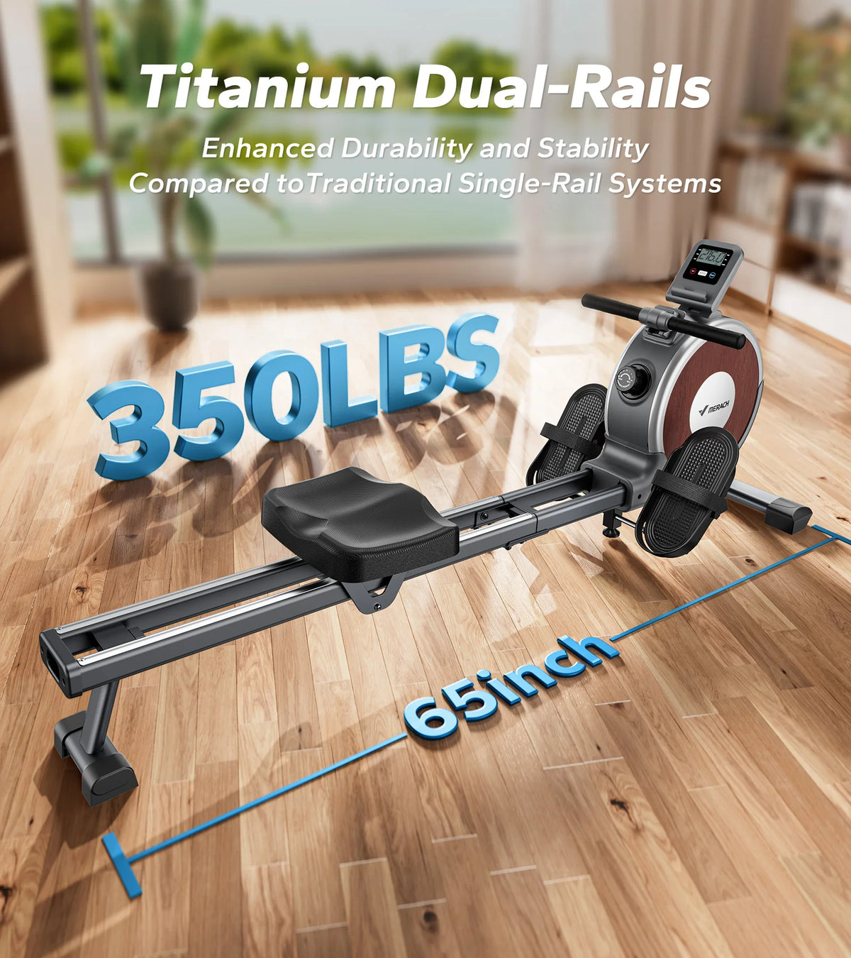 Merach Magnetic Rowing Machine For Home With Bluetooth Console