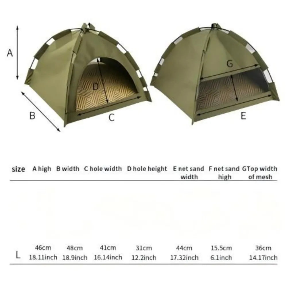 Semi Enclosed Portable Pet Tent With Removable Washable Cover