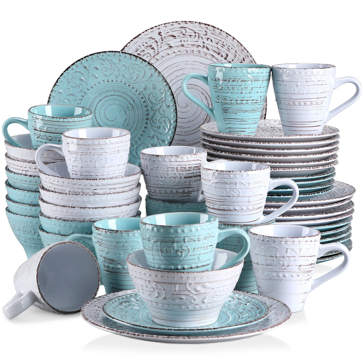 Malacasa Complete Ceramic Dinner Plates Set With Bowls And Mugs