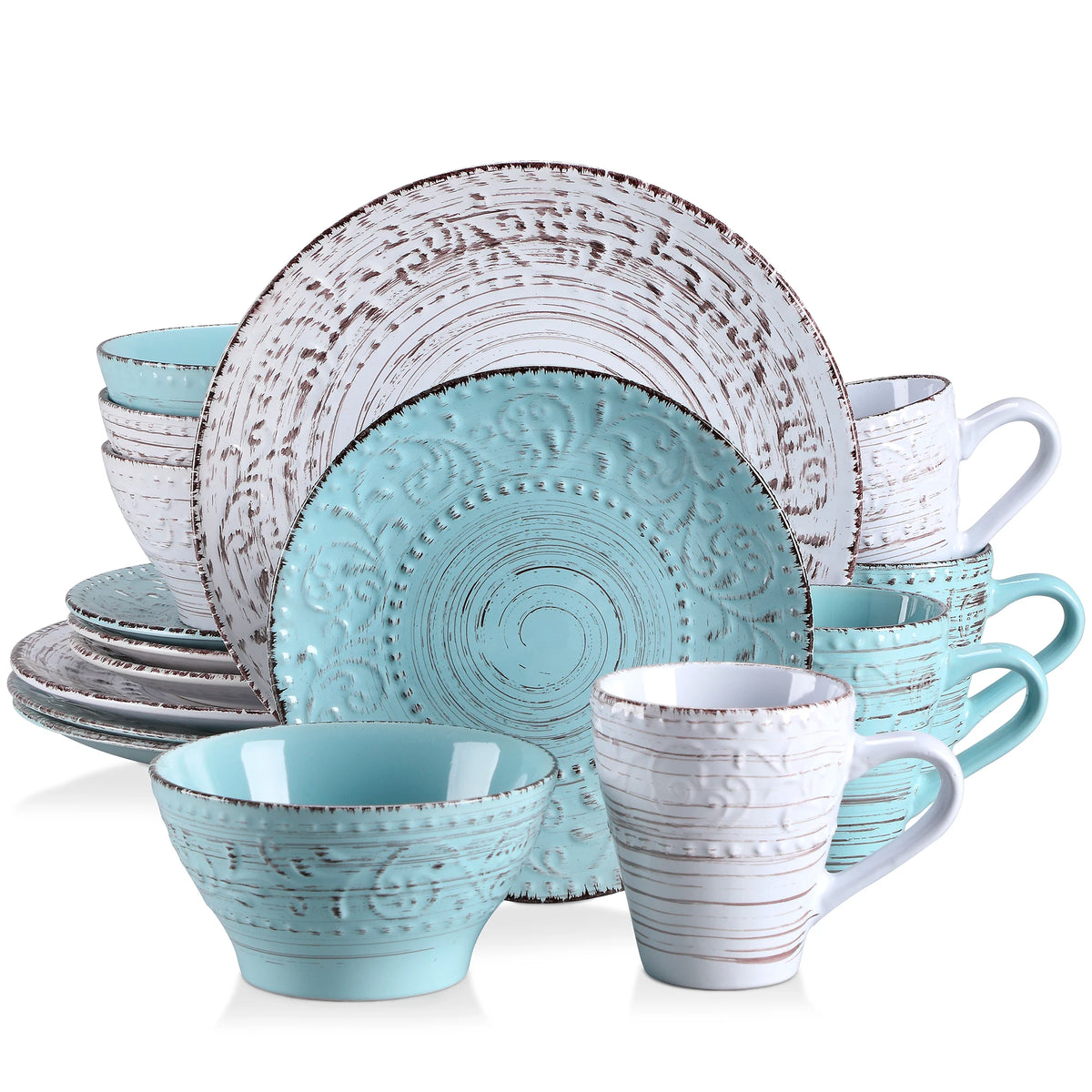 Malacasa Complete Ceramic Dinner Plates Set With Bowls And Mugs