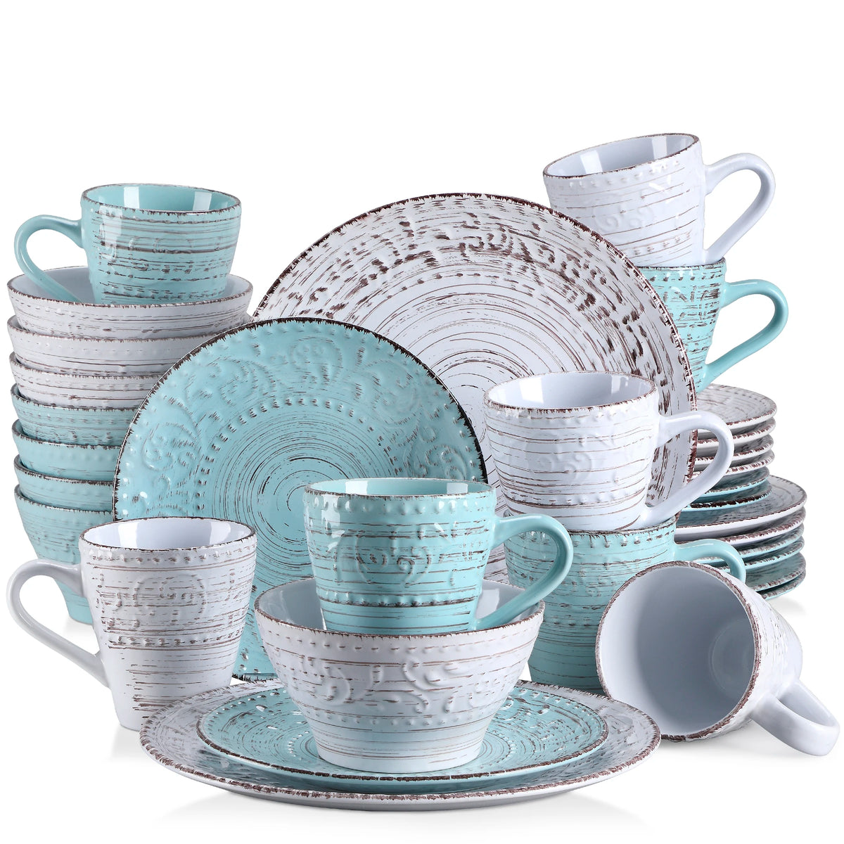 Malacasa Complete Ceramic Dinner Plates Set With Bowls And Mugs