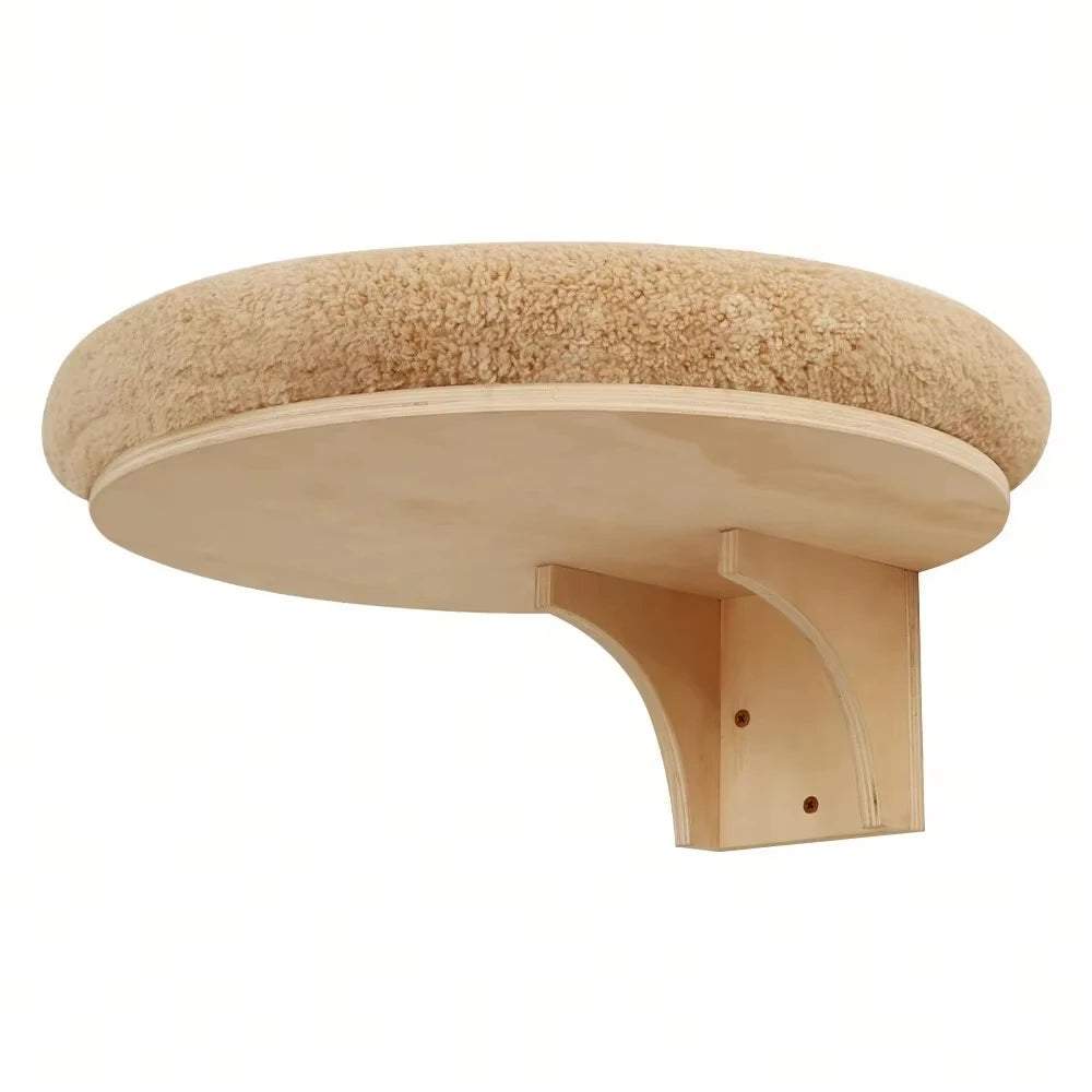 Wall Mounted Wooden Cat Ladder With Hammock And Scratching Post