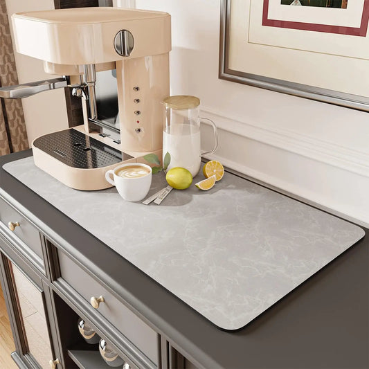 Water Absorbent Dish Drying Pad With Rubber Backing For Kitchen
