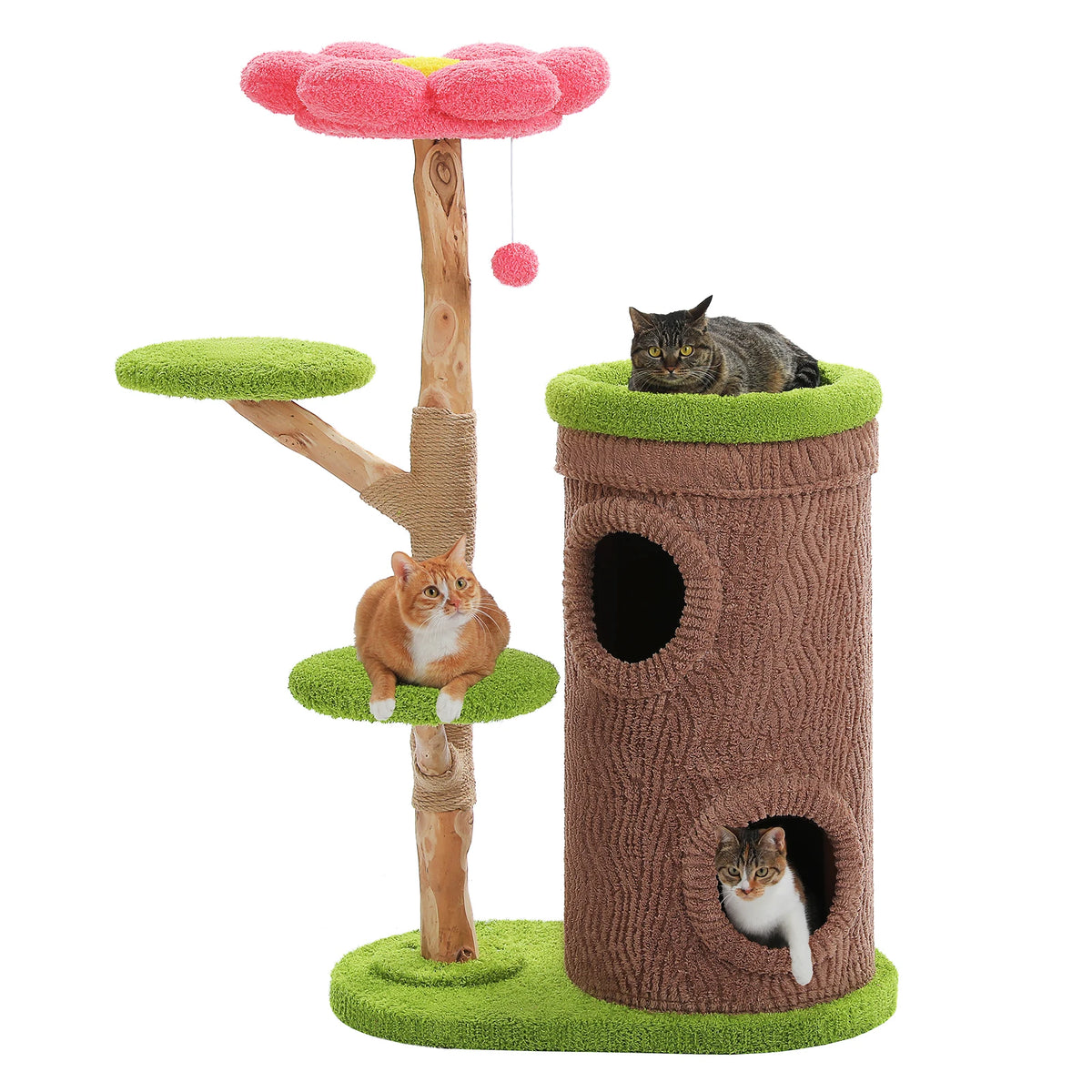P Indoor Cat Tower With Spacious Condos And Scratching Posts