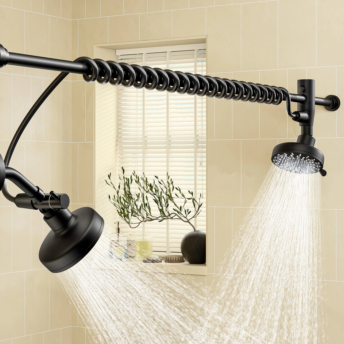 Dual Wall Mounted Stainless Steel Shower Head With Adjustable Slider
