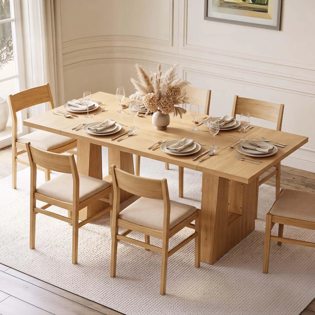 HiMISS Modern Mid Century Wooden Kitchen Dining Table
