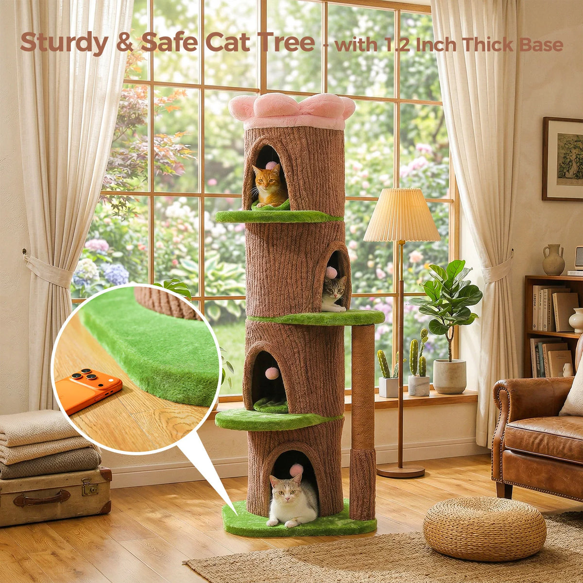 P Indoor Cat Tower With Spacious Condos And Scratching Posts