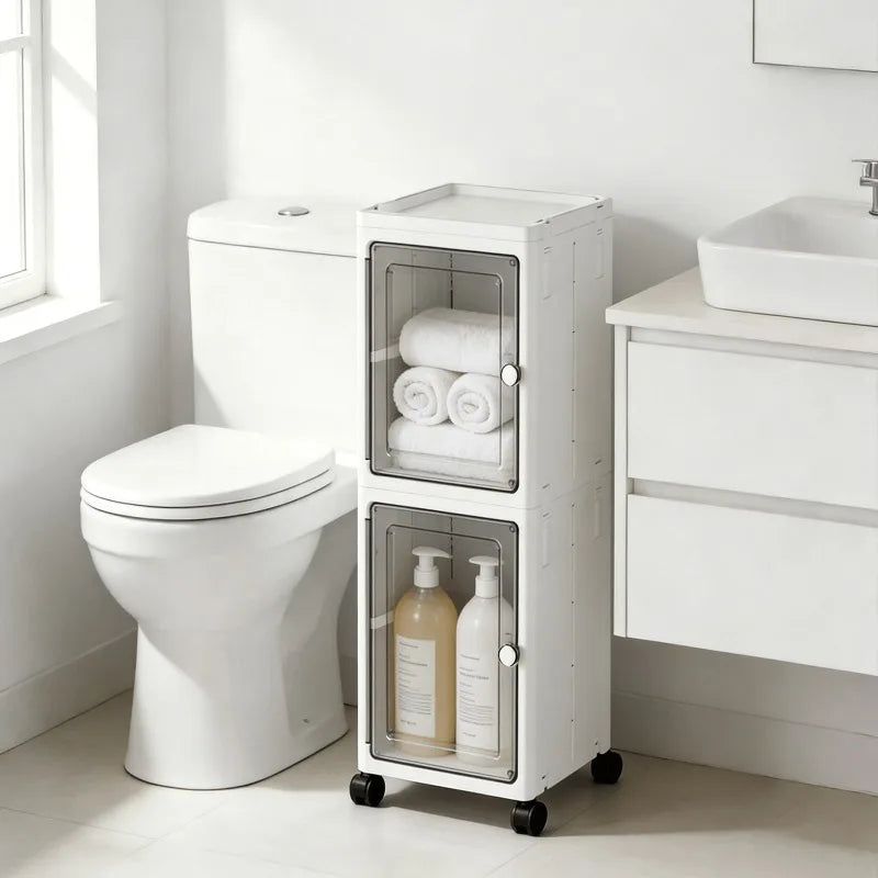 Slim Foldable Five Tier Bathroom Storage Cabinet Organizer