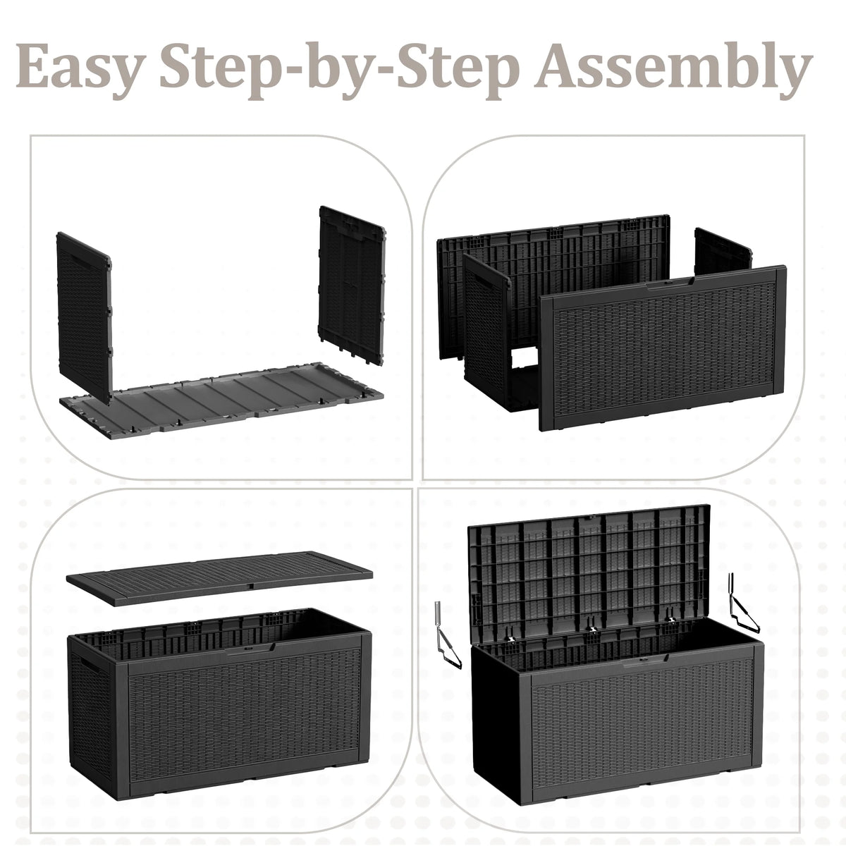 Waterproof Resin Outdoor Storage Deck Box With Secure Lid
