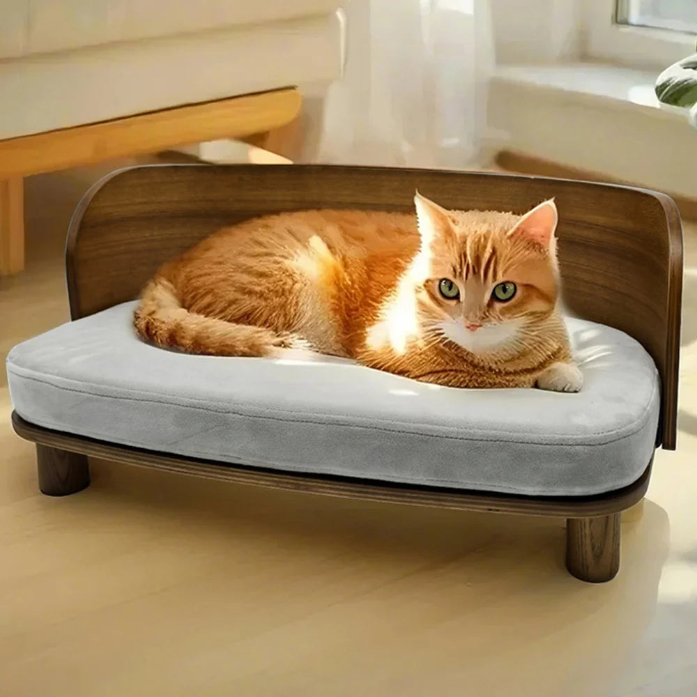 Borwart Elevated Wood Pet Sofa With Cushion For Pets