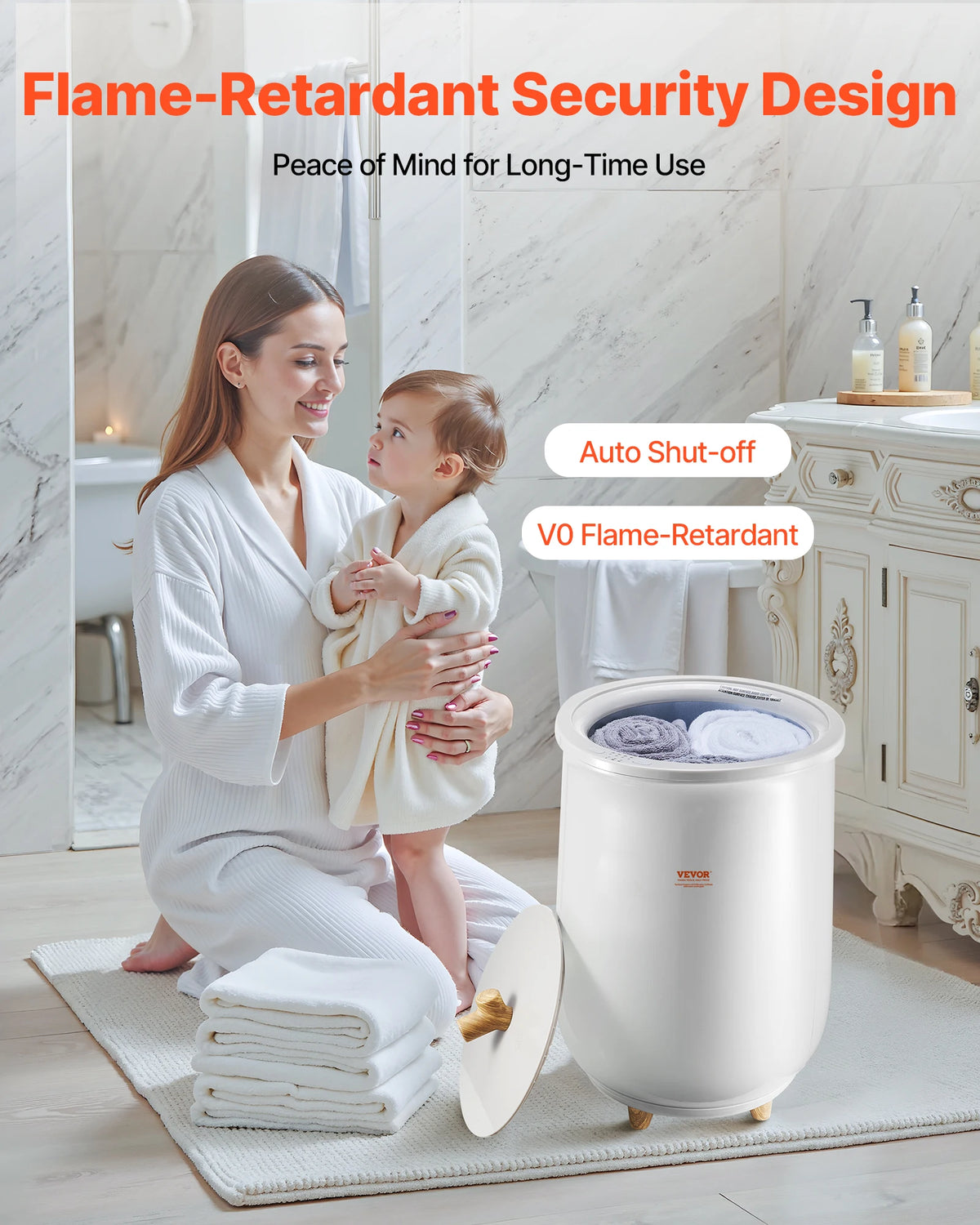 SucceBuy Heated Towel Warmer Bucket With Automatic Temperature Settings