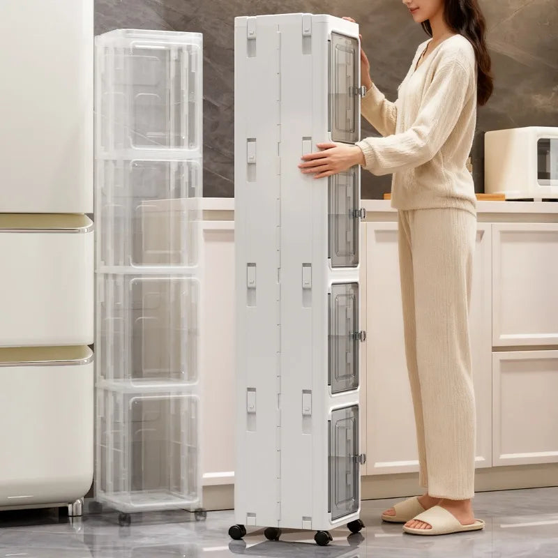 Slim Foldable Five Tier Bathroom Storage Cabinet Organizer