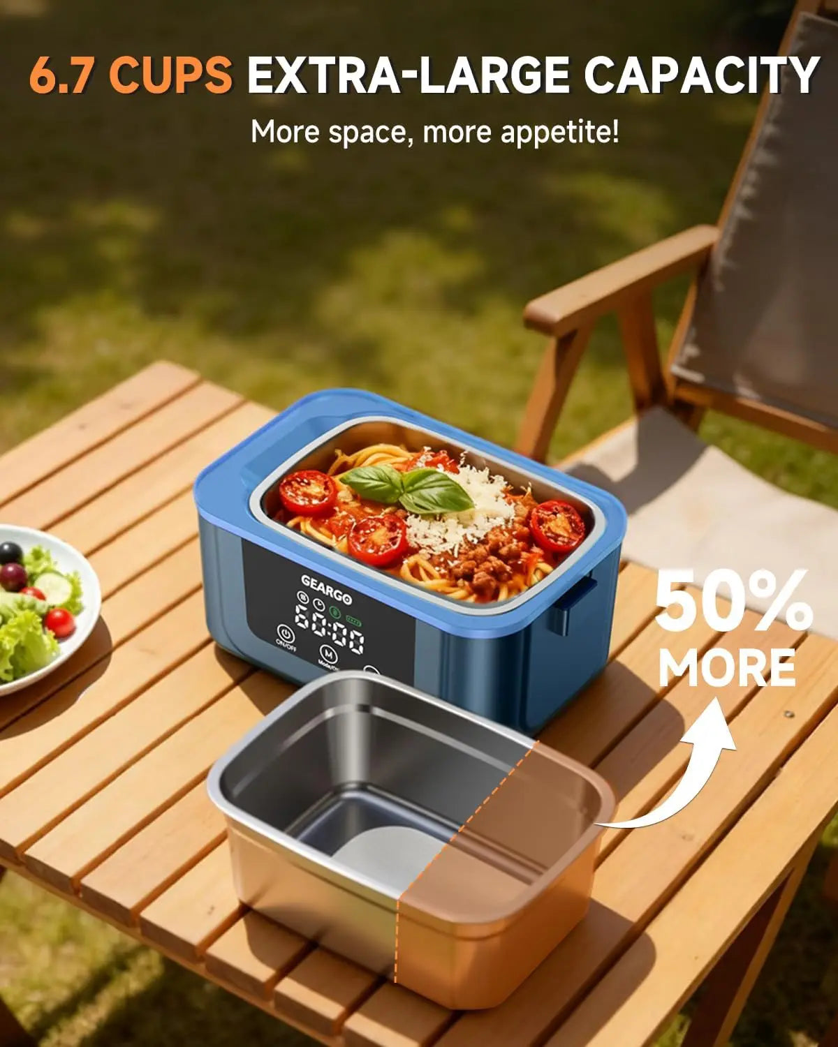 Rechargeable Cordless Electric Heated Lunch Box For Portable Meal Storage