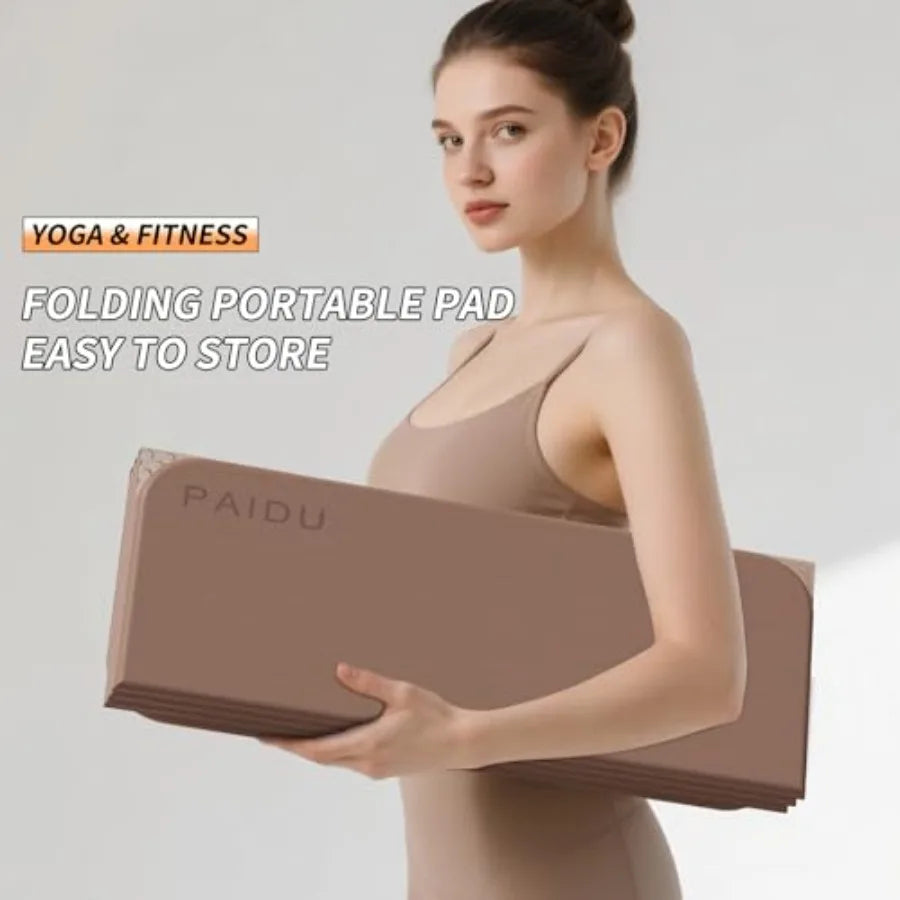Foldable Yoga Mat Extra Thick Non Slip Thermoplastic Elastomer Portable