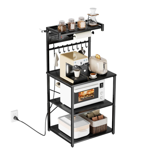 Kitchen Baker Rack With Built In Power Strip Spice Hooks