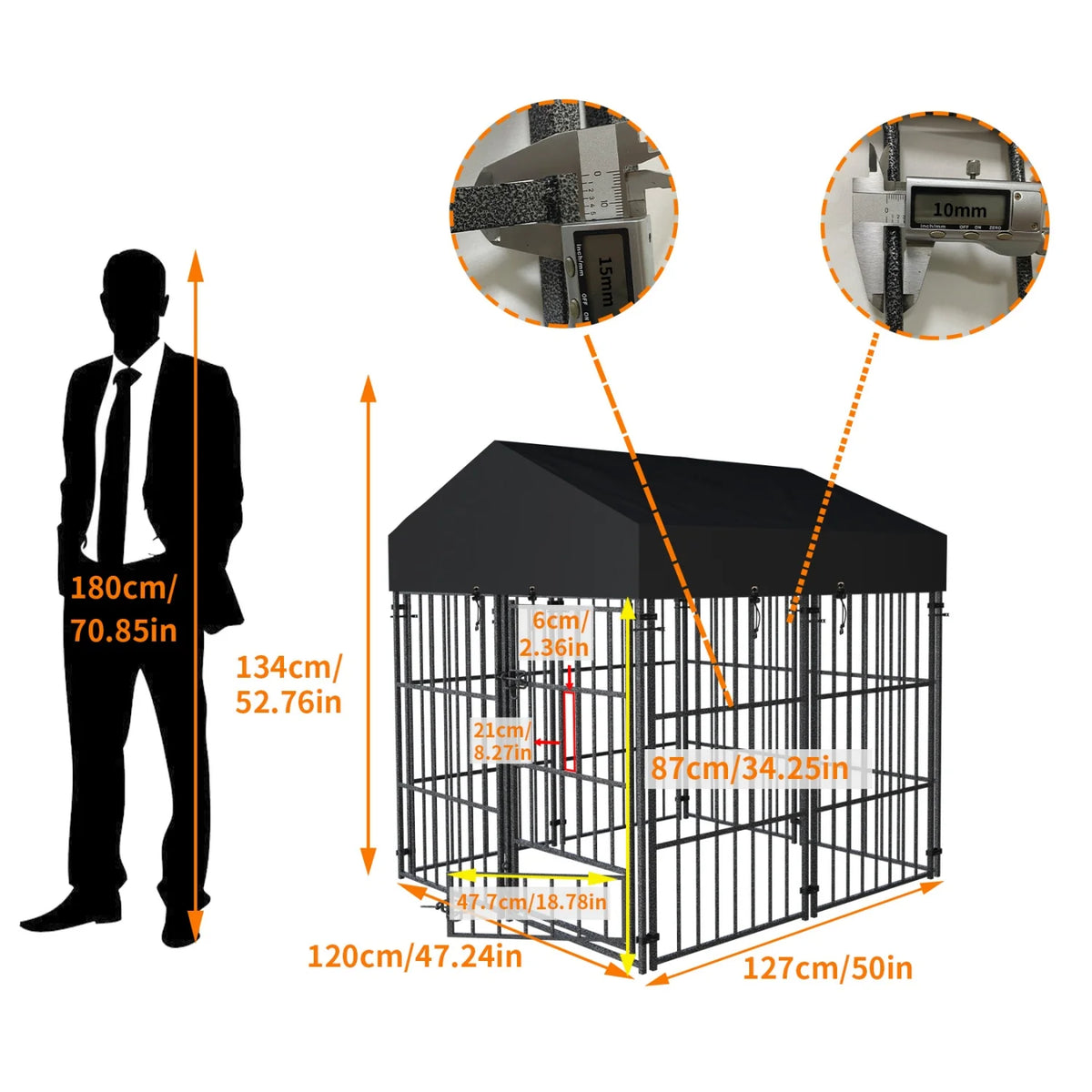 Durable Metal Outdoor Dog Kennel With Roof Shelter For Animals