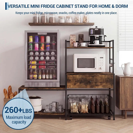 Garvee Premium Mini Fridge Stand With Metal Storage Drawers