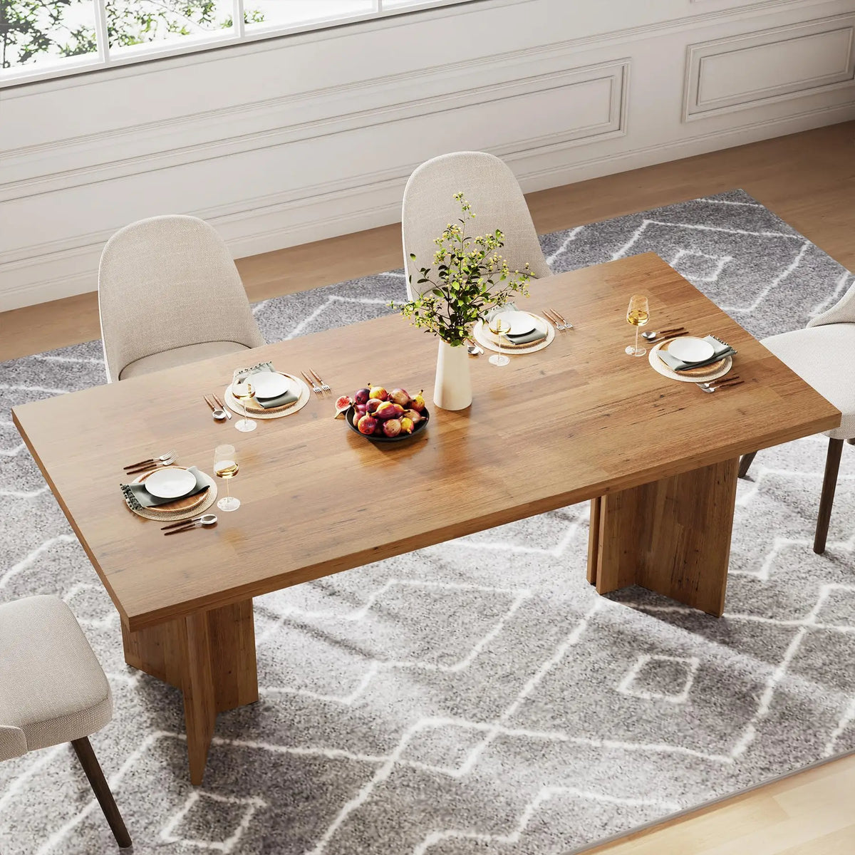 Tribesigns Modern Rectangular Wooden Dining Table for Kitchen Use