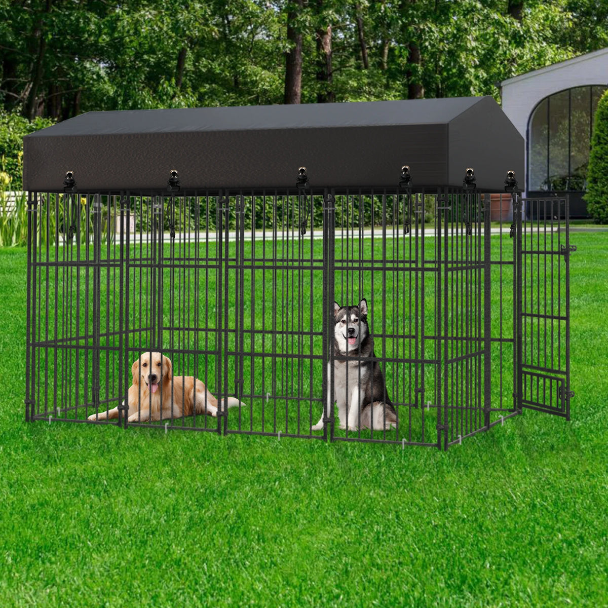 Durable Metal Outdoor Dog Kennel With Roof Shelter For Animals