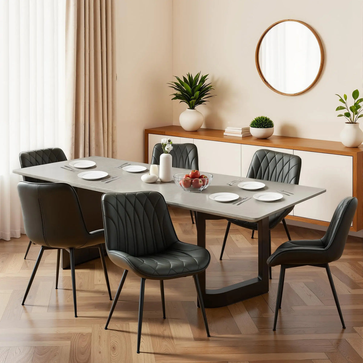 HiMISS Upholstered Faux Leather Dining Chairs Set Of Two