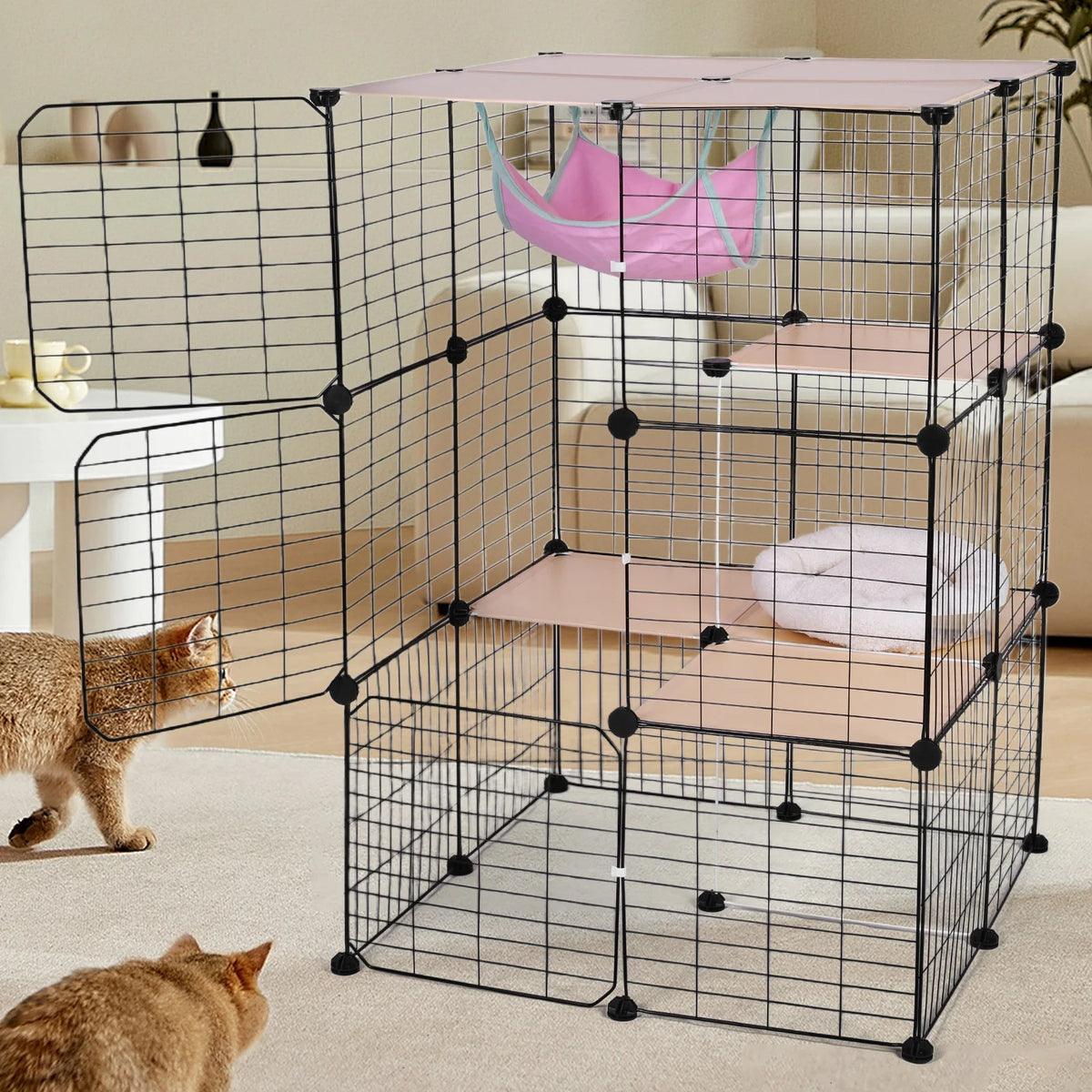 Atuotin 3 Tier Indoor Cat Enclosure With Hammock And Bed
