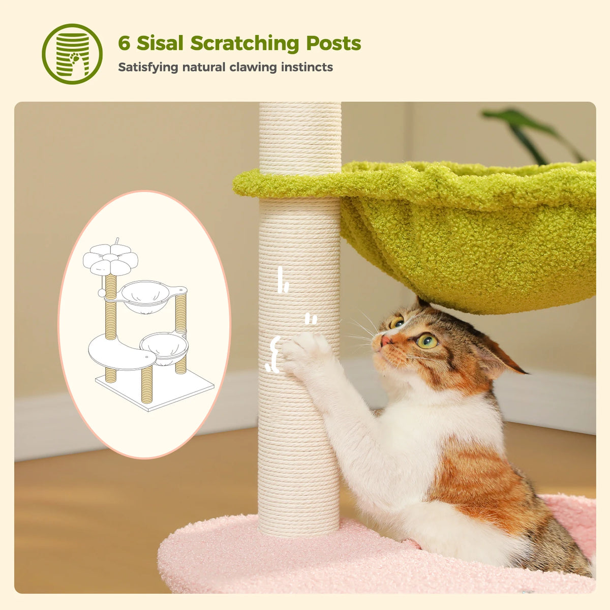 PAWZ Road Flower Cat Tree With Hammocks And Sisal Posts